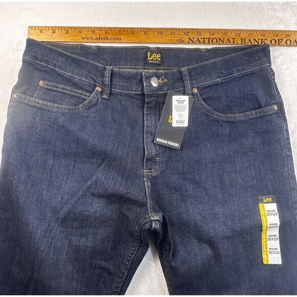 Lee Mens Regular Straight Fit Dark Wash Jeans 36x29 Mcclane Denim Classic Style - Picture 3 of 11